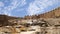 Top of the Acropolis of Lindos, the ancient Hellenistic wall and the ruins of the temple