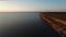 Top aerial drone view of high cliff on the Pakri Peninsula on the Baltic sea in Estonia.