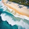 Top aerial droner above view of ocean sea waves Island vacation adventure surfing tropical Graphic Art