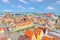 Top aerial panoramic view of Wroclaw old town historical city centre with Rynek Market Square