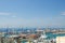 Top aerial scenic panoramic view of old Port with Lighthouse La Lanterna di Genova
