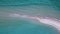 Top aerial view of amazing turquoise clear sea splashing sandbank beach