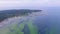 Top aerial view. Harbour in Lohusalu Bay on Baltic Sea coast