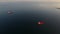 Top aerial view of the large crude oil tanker ship sailing in sea to loading port