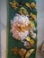 Top angle shot of onam sadhya in kerala style with curries in a banana leaf.
