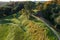 Top of the baltic mound with beautiful colors of autumn photographed with a drone on sunny day.