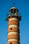 Top of Belem lighthouse with brick rings around tower in Lisbon Portugal