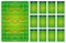 Top best popular football soccer green fields tactic table for coach players, match set concept. Planning upcoming schemes game.