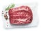 The top blade steak or beef steak with herbs and spices on white background