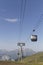 Top of cable-car leading the ski tracks of winter resort of Alpe d`Huez