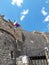 On the top of the Celano castle the flags of Italy and Europe wave