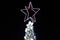 The top of the Christmas tree. Illuminated star of Christmas tree