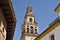 Top of the church in Cordoba in southern Spain as a typical Spanish bell tower, symbol of Spanish religious architecture