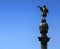 Top of the Columbus Monument Mirador de Colom in Barcelona, Catalonia, Spain. Bronze statue by Rafael Atche.