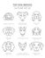 Top dog breeds. Hunting dogs set. Pet outline collection