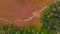 Top Down Aerial View Over Surreal Natural Pattern. River, Lake and Foliage in Fall