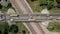 Top down aerial view of transportation highway overpass, ringway, roundabout