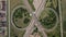 Top down aerial view of transportation highway overpass, ringway, roundabout