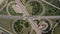 Top down aerial view of transportation highway overpass, ringway, roundabout