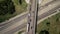 Top down aerial view of transportation highway overpass, ringway, roundabout