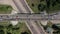 Top down aerial view of transportation highway overpass, ringway, roundabout