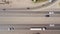 Top down aerial view of transportation highway overpass, ringway, roundabout