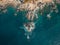 Top down of Conchas Chinas Beach in Puerto Vallarta Mexico showing rock formations in ocean