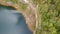 Top down drone view to Danau Abutu, Lake of the Older. The lake Tiwi Ata Mbupu on Kelimutu. Flight over the edge of a