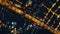 Top down night traffic highway with illuminated city streets aerial. Philippines downtown cityscape