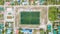 Top-down photo of the football pitch at the Maamigili tropical island at the Alif Dhaal Atoll at the indian ocean