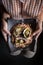 Top Down Shot of Three Oysters on Plate