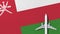 Top-down view of the airplane on the flag of Oman. Tourism related conceptual 3D animation