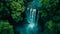 Top-down view of a cascading waterfall in a pristine wilderness area, Earth Day formed by the mist rising from the falls