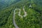 Top down view of curved road on polish mountains