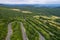 Top down view of curved road on polish mountains