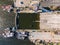 Top down view of NDSM warf in Amsterdam North The Netherlands old industrial shipyard.