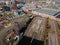 Top down view of NDSM warf in Amsterdam North The Netherlands old industrial shipyard.