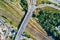 Top-down view of a road bridge crossing a railway. Kiev, Ukraine