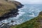 A top-down view of a rocky bay