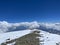 The top of Elbrus. Beautiful winter mountain landscape. Snowy rocky slopes