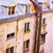 Top Floor Garret Windows, Paris, France, Oil painting Style