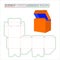 Top folding cover box, 6 corner snap bottom lock box dieline template