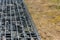 Top of a gabion stone cage..