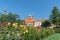 Top and gardens of Petrin Hill with lookout tower and observatory building