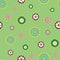 Top Gear scattered cogs on green background surface pattern design vector repeat