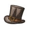 Top gentleman hat. Vector engraving color illustration