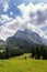 Top of the Grosser Donnerkogel Mountain in Alps, Gosau, Gmunden district, Upper Austria federal state, sunny summer day