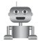 Top half of simple robot with gray gradient isolated on white.