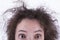 Top Half of Surprised Frizzy Haired Girls Head