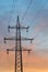 Top Hamper of a 220 kilovolt Electric Power Pylon in Morning Light